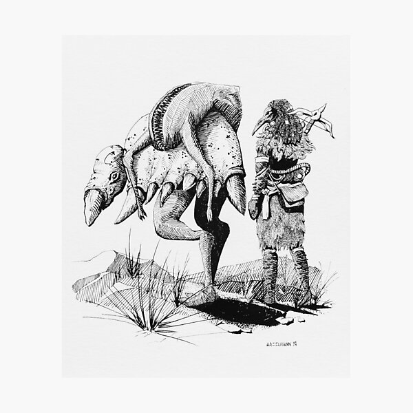 Einhar and his pet Rhoa Photographic Print