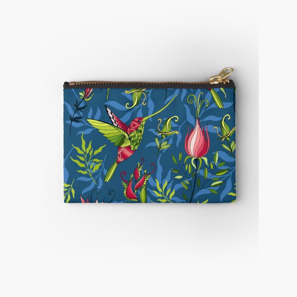 Item preview, Hummingbirds and flowers. Blue pattern designed and sold by JuliaBadeeva.