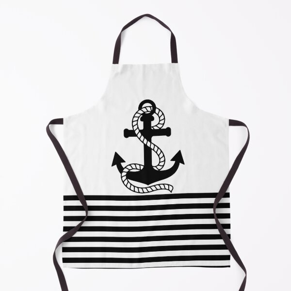 Item preview, Nautical black white stripes and black anchors designed and sold by IoanaHraball.