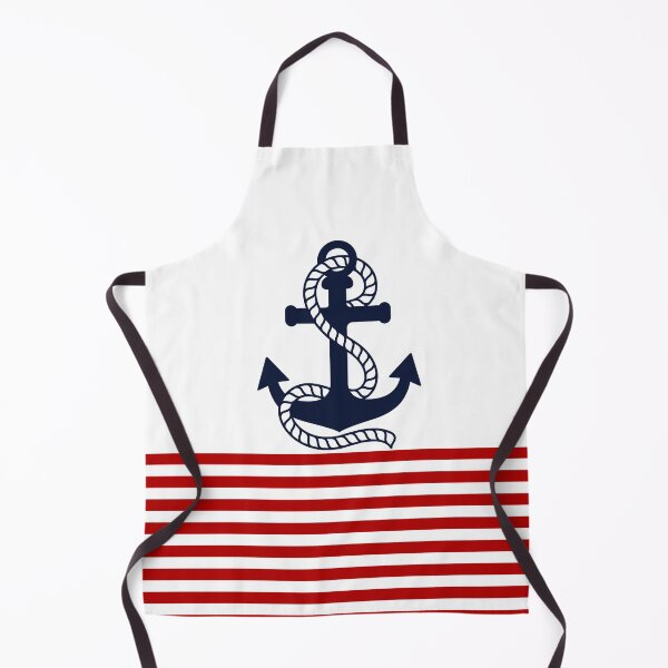 Item preview, Nautical red and white stripes with a navy blue anchor designed and sold by IoanaHraball.