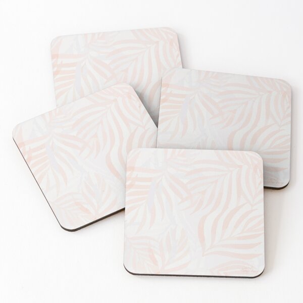 Item preview, Pastel pink and gray palm leaves designed and sold by White-Peony.