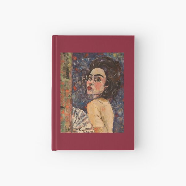 Portrait of a woman with Fan Hardcover Journal