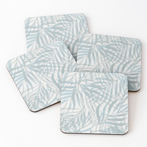 Item preview, Digital palm leaves in pastel blue and grey designed and sold by White-Peony.