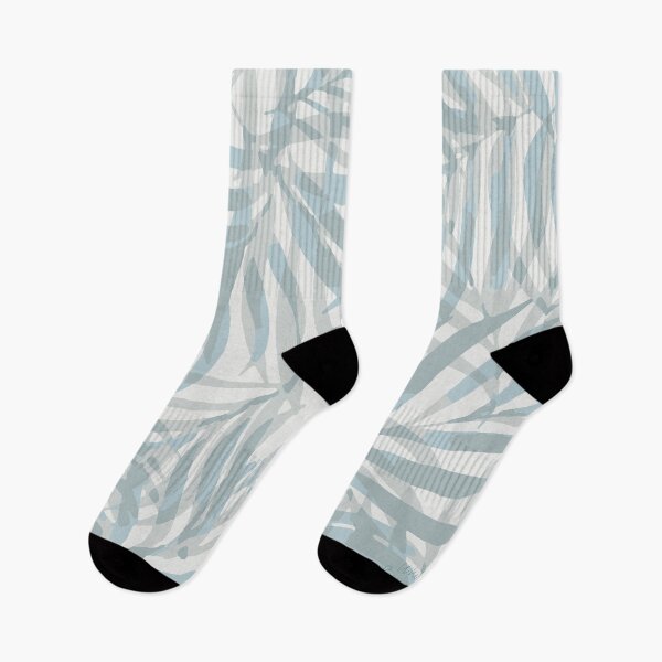 Item preview, Digital palm leaves in pastel blue and grey designed and sold by White-Peony.
