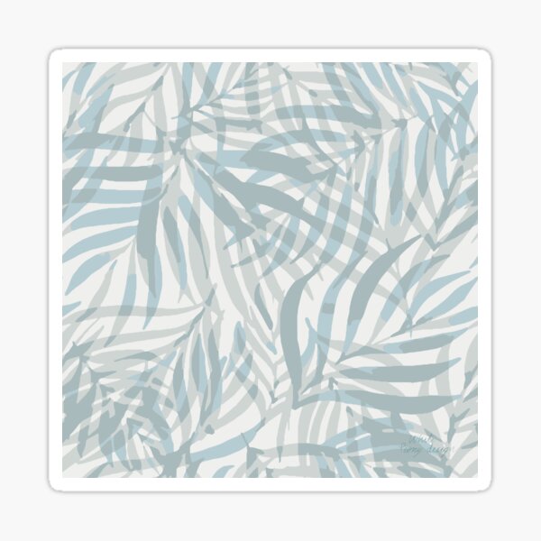 Digital palm leaves in pastel blue and grey Sticker