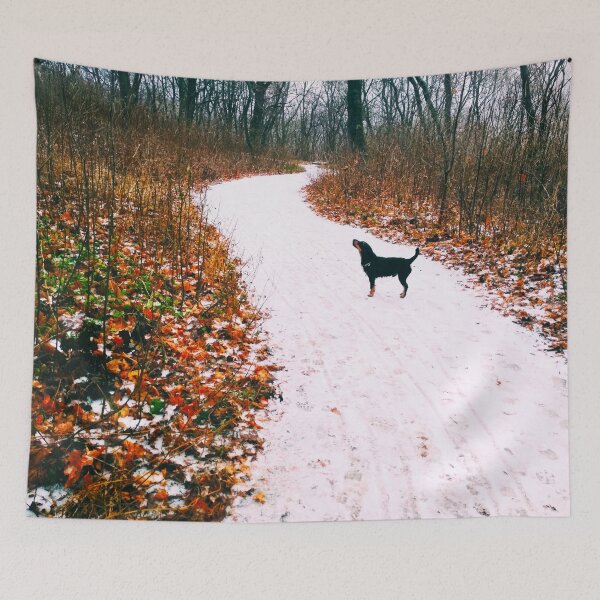 Item preview, Snowy way through a bright forest designed and sold by helenkaiy.