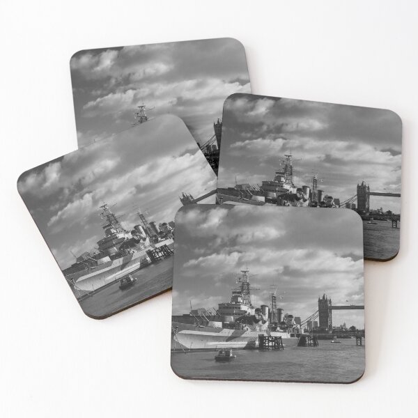 Item preview, London in Black & White 17 - HMS Belfast and Tower Bridge designed and sold by donandhiscamera.