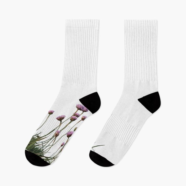 Item preview, Armeria maritima against sea background in Etretat, Normandy designed and sold by Rrrainbow.