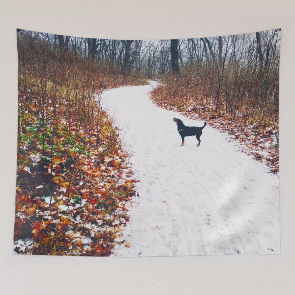 Item preview, Snowy way through a bright forest designed and sold by helenkaiy.