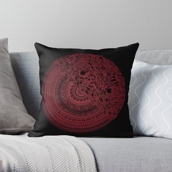50Floral Mandala | Cherry Red by SimmyGhatt Throw Pillow
