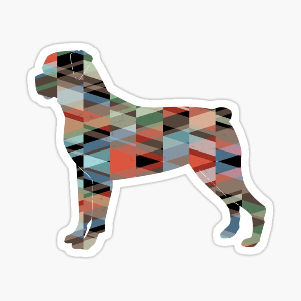 Rottweiler Colorful Geometric Pattern Silhouette Plaid Sticker