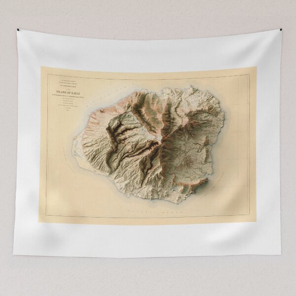 Item preview, 1912 Kauai, Hawaii Relief Map 3D digitally-rendered designed and sold by ThinkAboutMaps.