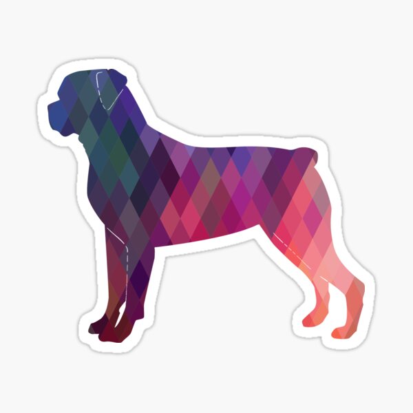 Rottweiler Colorful Geometric Pattern Silhouette Pink Sticker