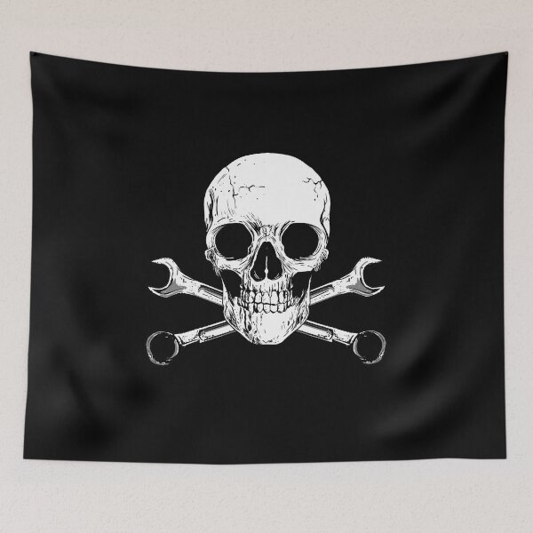 Item preview, Skull & Spanners - Isle of Man TT Motorbike Biker - Racing Mechanic Skull designed and sold by Creative  Tagging.