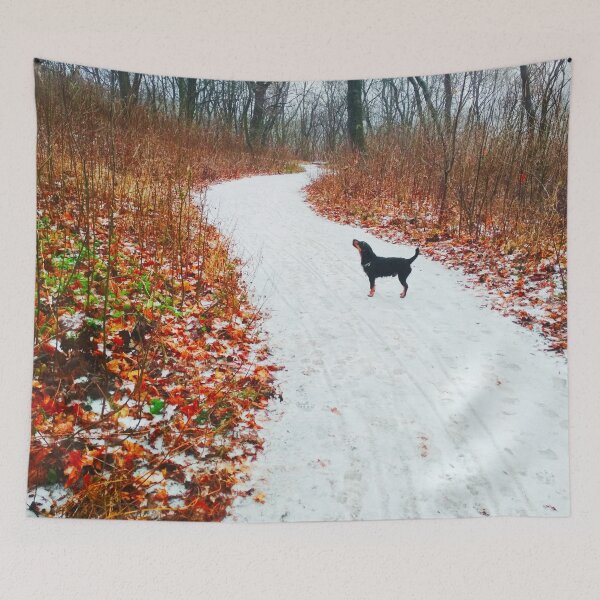Item preview, Snowy way through a bright forest designed and sold by helenkaiy.