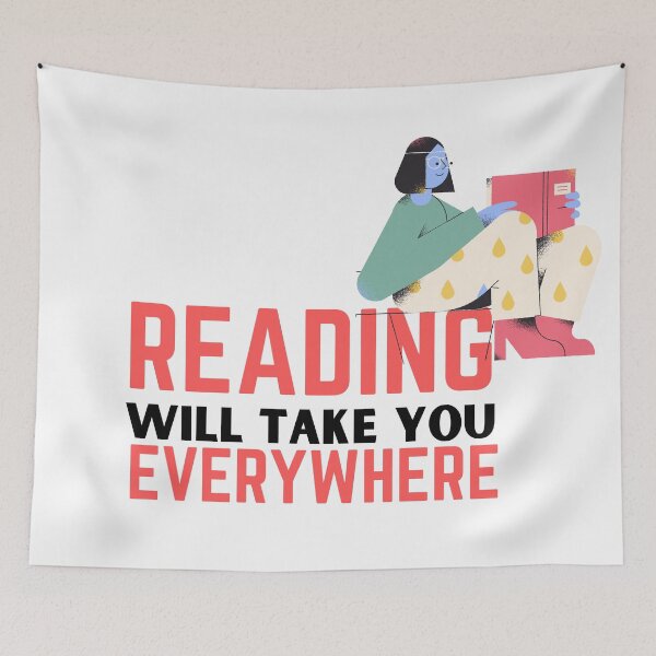 Item preview, Reading will take you everywhere funny reading quotes designed and sold by OneTimeEngineer.