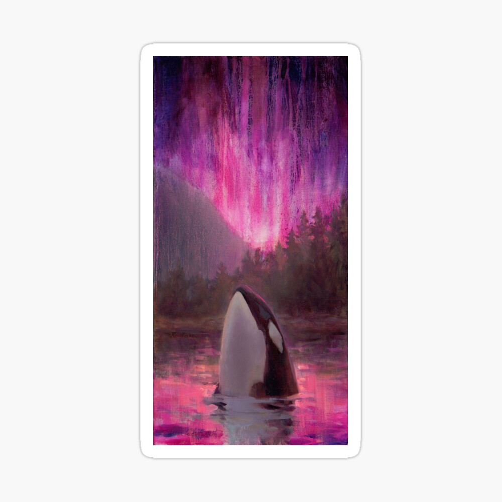 Aurora Orca - Killer Whale and Northern lights Coastal Painting | Poster