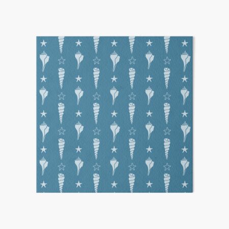 Seashells and Starfish on Blue Art Board Print