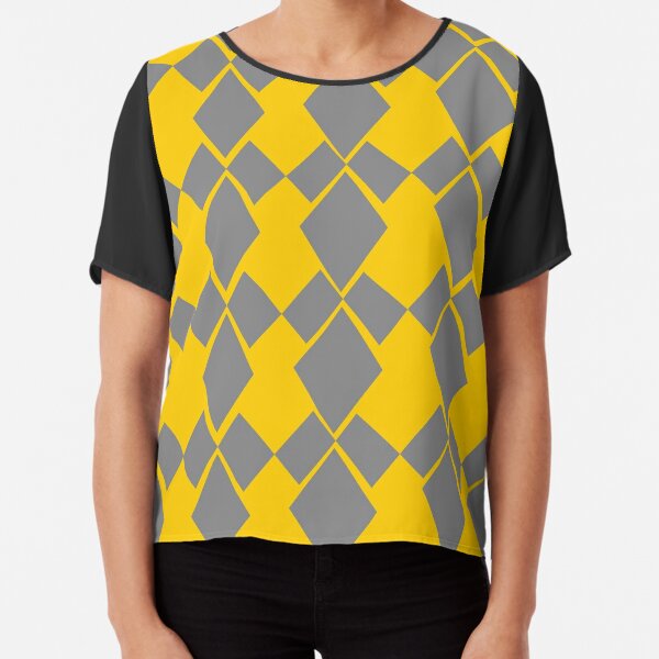 Geometric Diamonds Design (Yellow and Grey) Chiffon Top