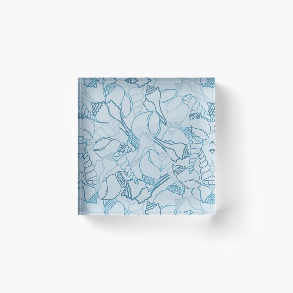 Scattered Blue Seashells Acrylic Block