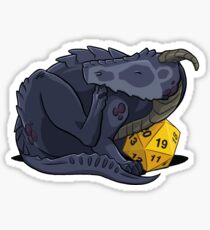 D20 Schwarzer Drache Sticker