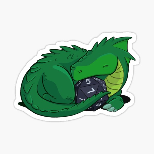 D20 Green Dragon Sticker