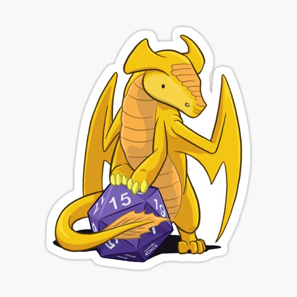 D20 Gold Dragon Sticker