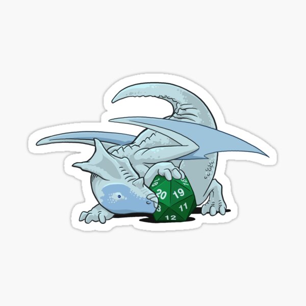 D20 White Dragon Sticker