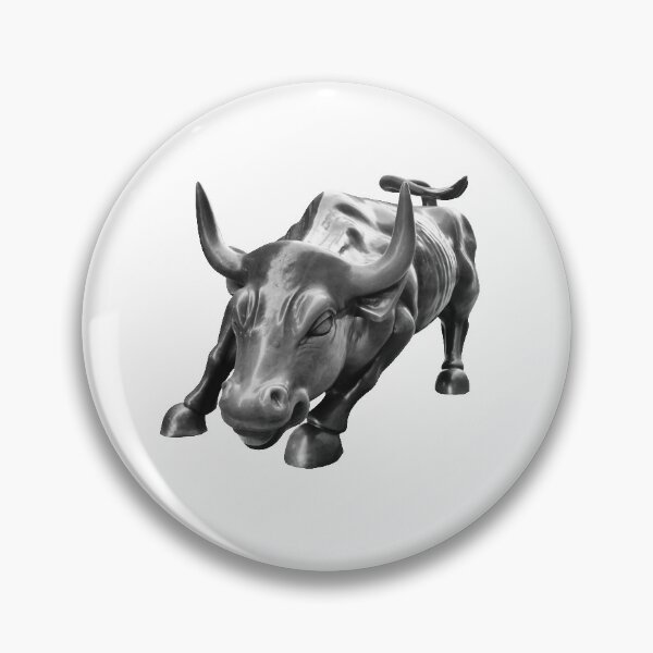 Aperçu de l'œuvre Wall Street Bull en noir et blanc créée et vendue par Mackabee.