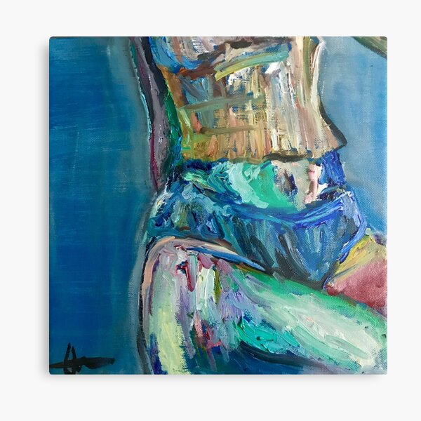 Waist in Blue Painting Metal Print