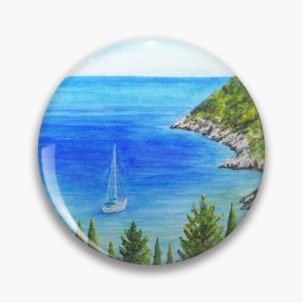Item preview, Watercolor Landscape Forest and Sea at Skopelos island designed and sold by Antigone Damigou.