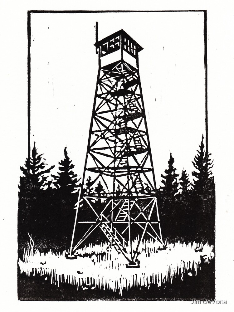 Firetower Print - Catskills and Adirondacks Lookout Landmark by anoved