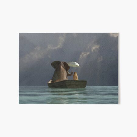 Item preview, elephant and dog float in a boat after a storm 2 designed and sold by Mike Kiev art.