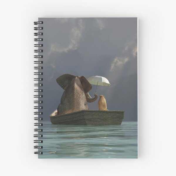 Item preview, elephant and dog float in a boat after a storm 2 designed and sold by Mike Kiev art.