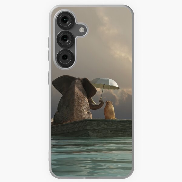 elephant and dog float in a boat after a storm Samsung Galaxy Soft Case