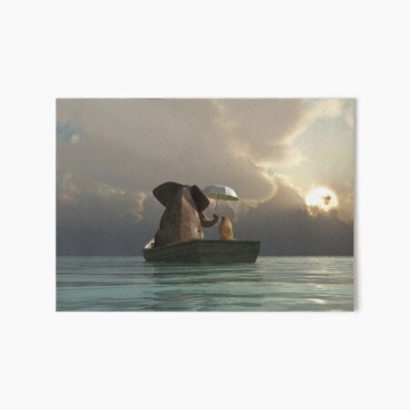 Item preview, elephant and dog float in a boat after a storm designed and sold by Mike Kiev art.
