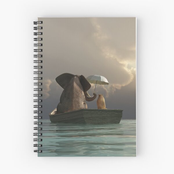 Item preview, elephant and dog float in a boat after a storm designed and sold by Mike Kiev art.