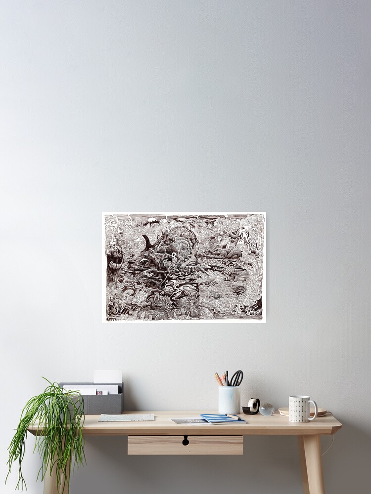 Thumbnail 2 of 3, Poster, The Kraken Becalmed at the Centre of the Maelstrom designed and sold by backbrain.