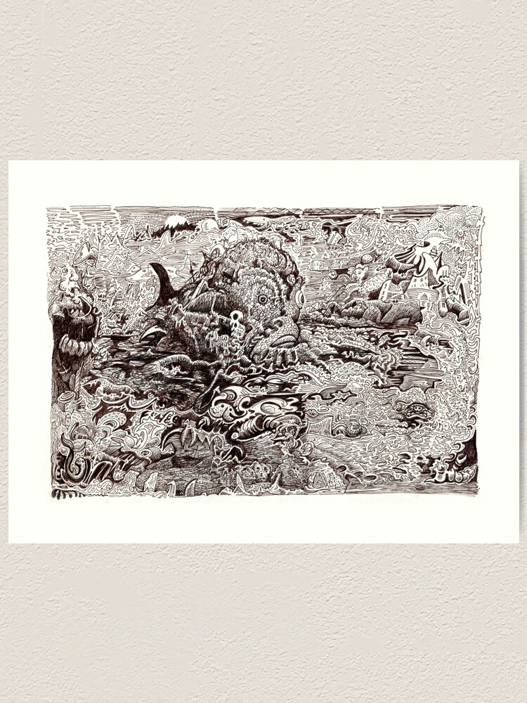 Thumbnail 1 of 3, Art Print, The Kraken Becalmed at the Centre of the Maelstrom designed and sold by backbrain.