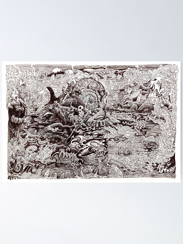 Thumbnail 1 of 3, Poster, The Kraken Becalmed at the Centre of the Maelstrom designed and sold by backbrain.