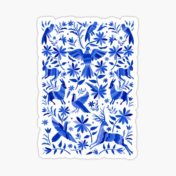 Mexican Otomi Design in Blue Pegatina