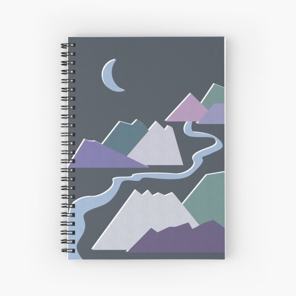 Geometric Flat Abstract Halftone Mountains Trendy Winter Colors Spiral Notebook