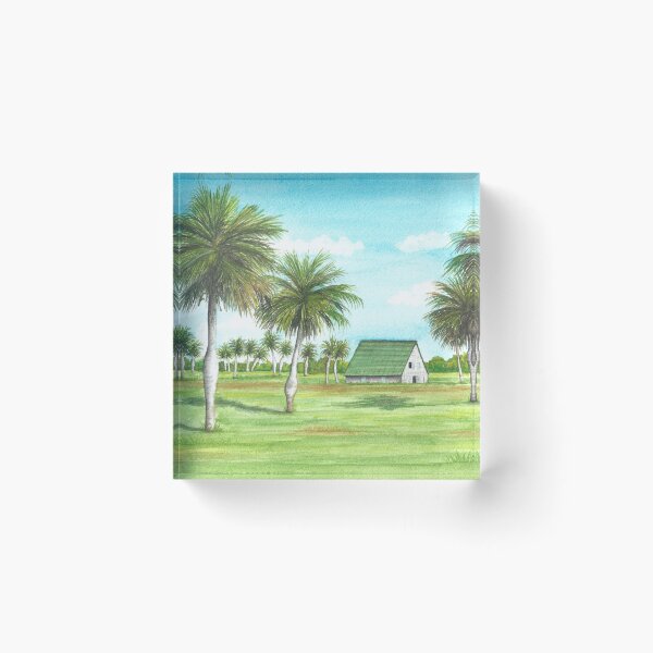 Item preview, Watercolor Cuba Landscape with palm trees  designed and sold by Antigone Damigou.