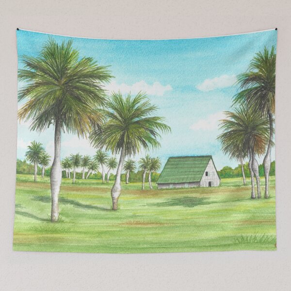 Item preview, Watercolor Cuba Landscape with palm trees  designed and sold by Antigone Damigou.