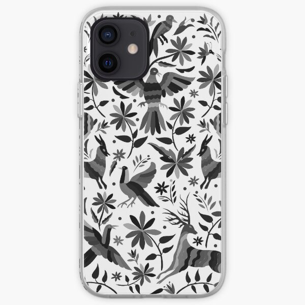 Mexican Otomi Design in Gray Shades Funda blanda para iPhone