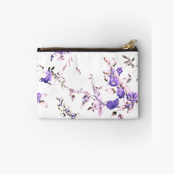 Artikelvorschau, Chinesische Rose, Pfingstrose, wilde Blumen, Granatapfelknospen, Mohn und Kolibri auf Weiß herum. entworfen und verkauft von StylePrints.