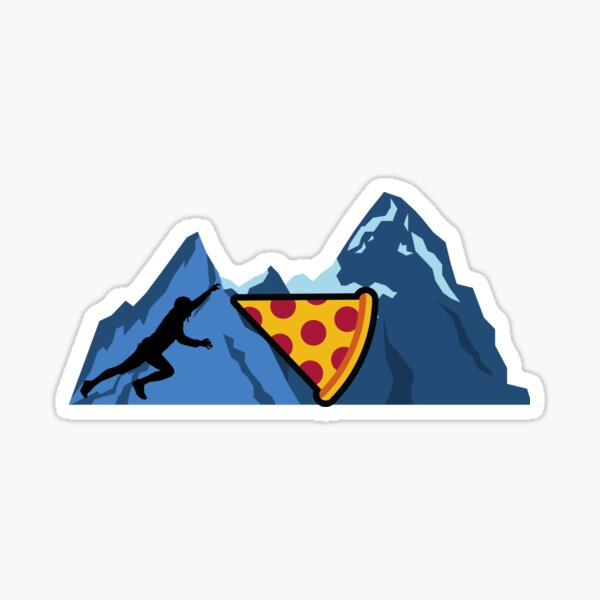 "Hiking On A Pizza Mountain Sticker" Sticker for Sale by SweetCassia