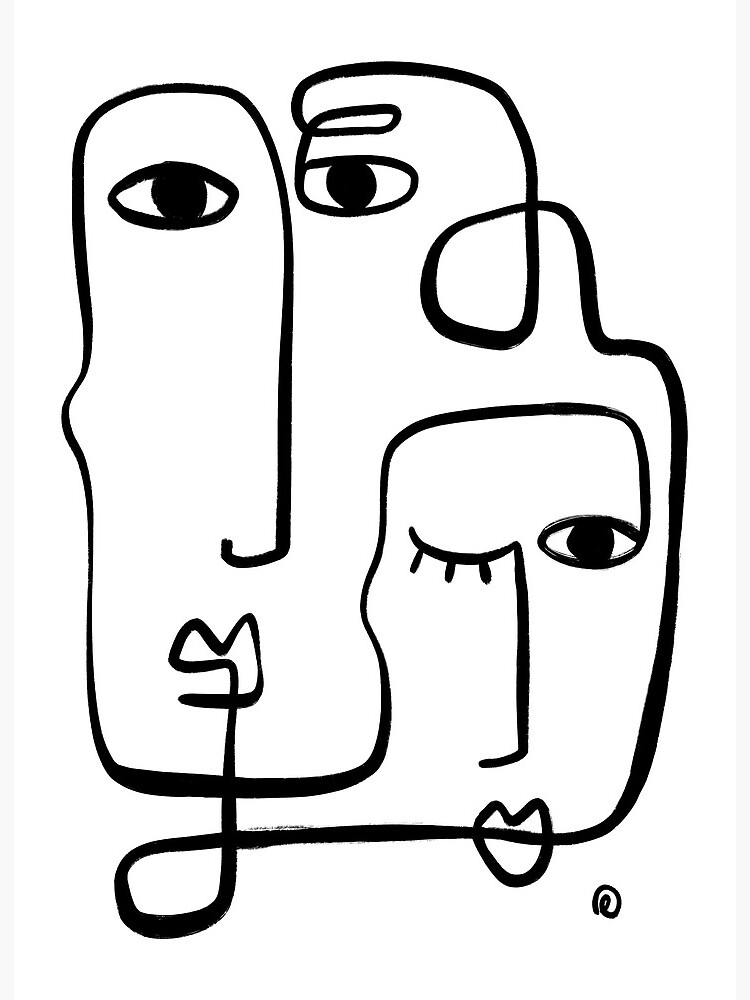 Abstract Faces Art Board Print for Sale by Tinteria
