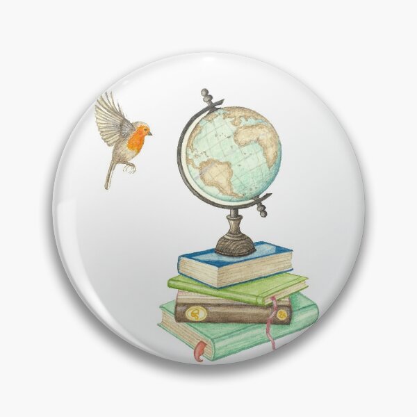 Item preview, Watercolor Books, World Globe and a flying Robin designed and sold by Antigone Damigou.