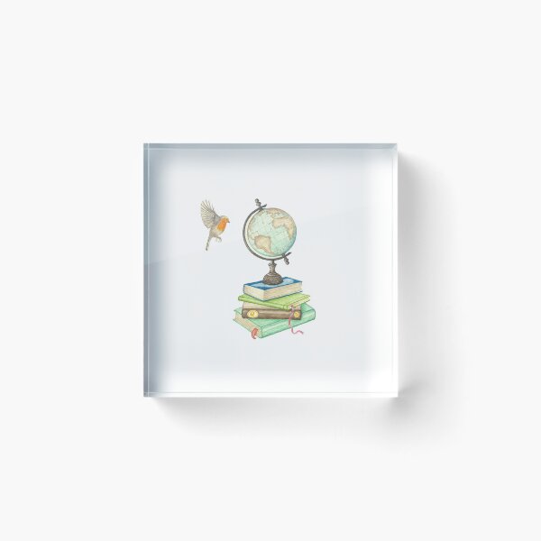 Item preview, Watercolor Books, World Globe and a flying Robin designed and sold by Antigone Damigou.